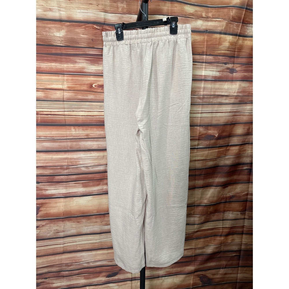 Zenana Women Ash Mocha Wide Leg Drawstring Waist Textured Pants Small - Picture 5 of 9